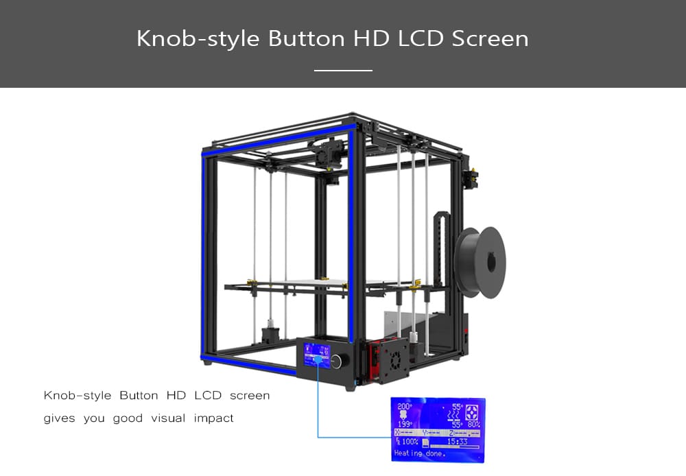 Tronxy X5S - 400 High Precision Rapid Assembly 3D Printer- Black EU Plug