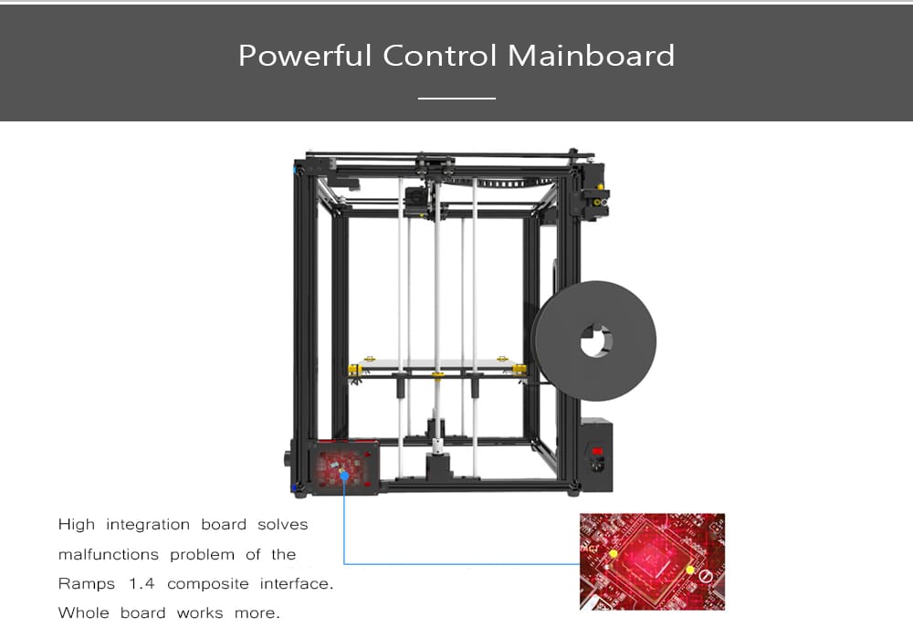 Tronxy X5S - 400 High Precision Rapid Assembly 3D Printer- Black EU Plug