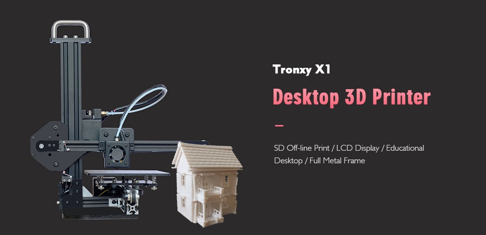 Tronxy X1 Desktop 3D Printer Support SD Card Off-line Printing- Gun Metal EU Plug