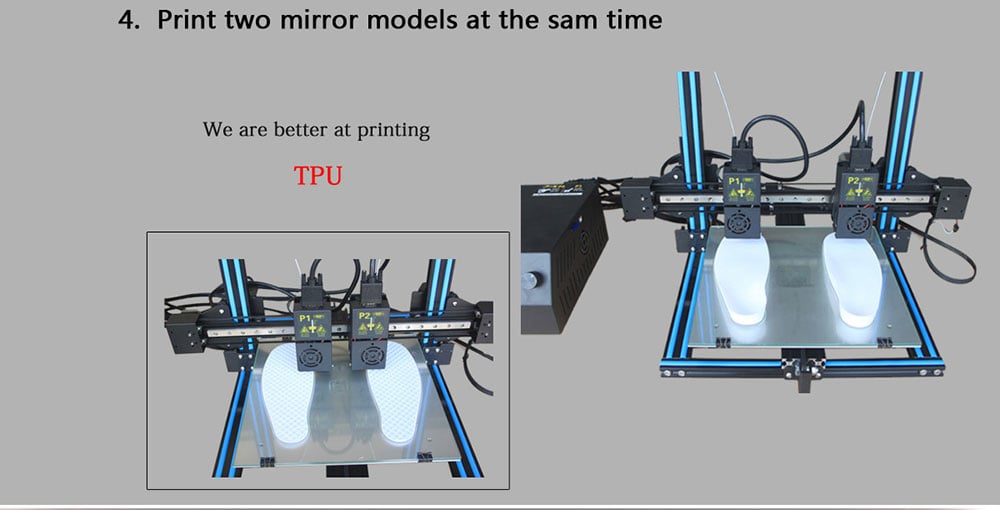 TL - D3 Dual Nozzle 3D Printer 300 x 300 x 400mm- Black US Plug