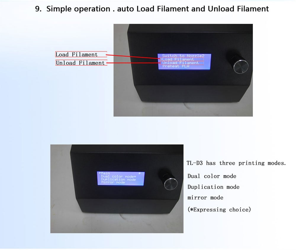 TL - D3 Dual Nozzle 3D Printer 300 x 300 x 400mm- Black US Plug