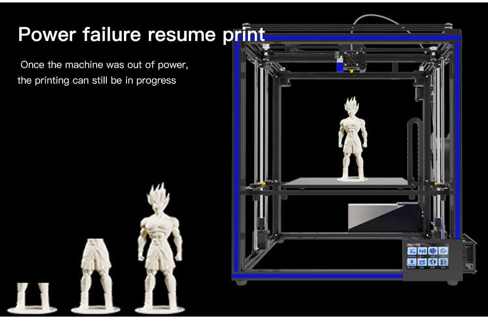 Tronxy X5SA High Precision Big Power LCD Screen DIY 3D Printer- Black US Plug