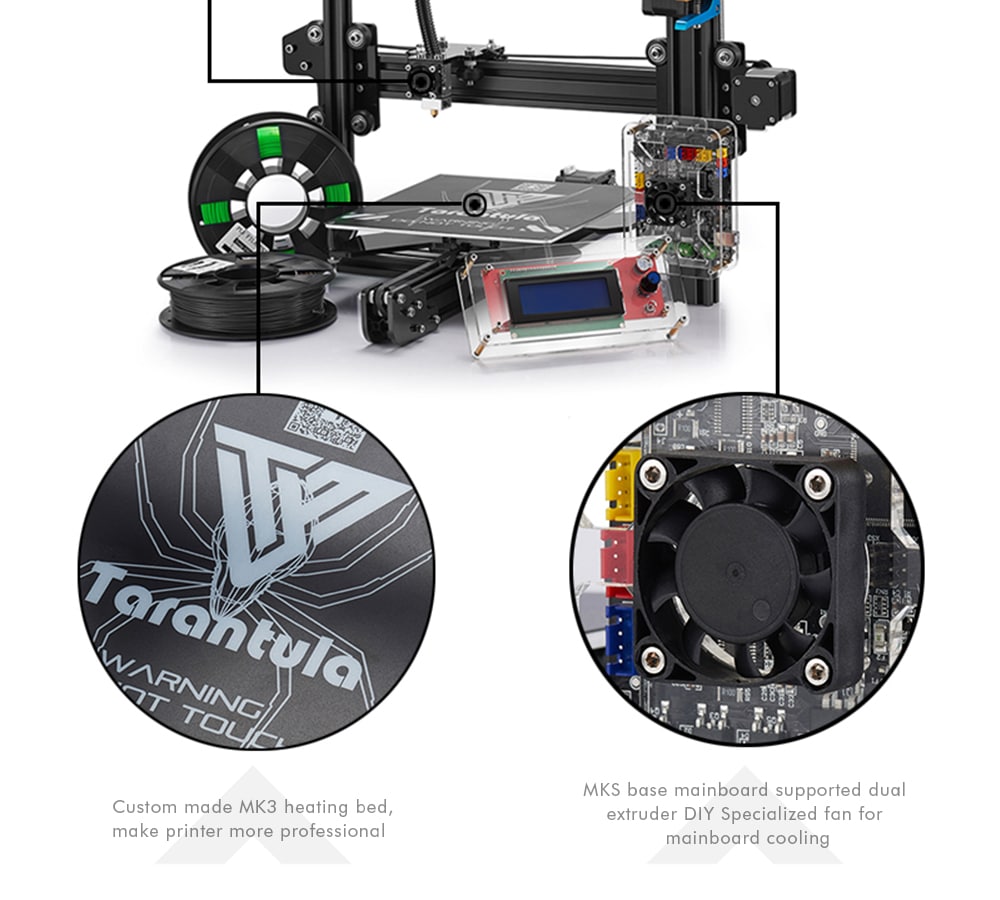 Tevo Tarantula 3D Printer Kit 200 x 200 x 200mm- Black US Plug