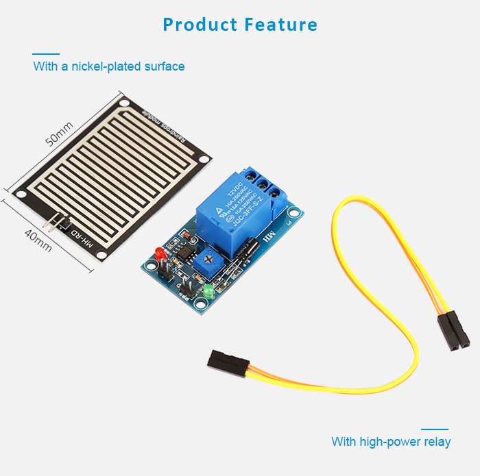 Raindrops Sensor + Relay Control Module for DIY- Colormix