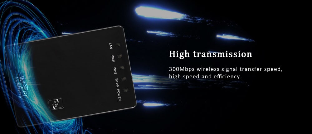 Dual Port WiFi Extender 300Mbps Relay / AP Mode- Black EU Plug