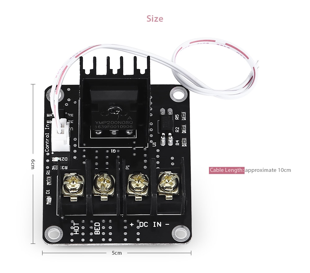 Power Extending Large Current Load MOS Heat Dissipation Module for 3D Printer Mainboard- Black