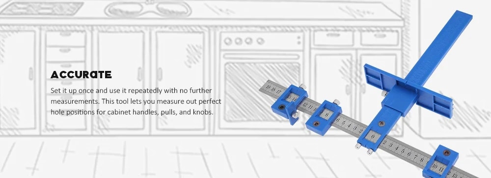 Hardware Punch Locator Woodworking Drill Guide Tool- Dodger Blue ABS / Metric English System