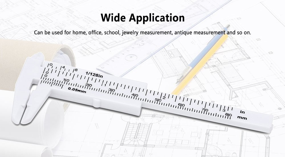 Mini Plastic Vernier Caliper 80mm / 3 inch- White