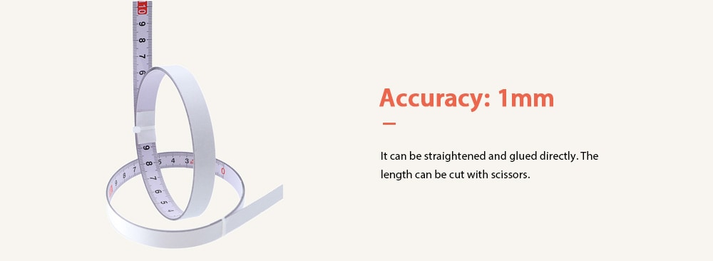 Self-stick Ruler Attached Scale- Milk White 1m / right to left / 10mm