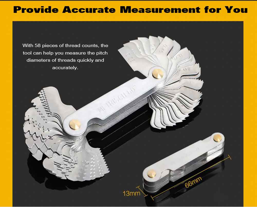 58 in 1 Screw Pitch Thread Gauge Measuring Tool - Platinum