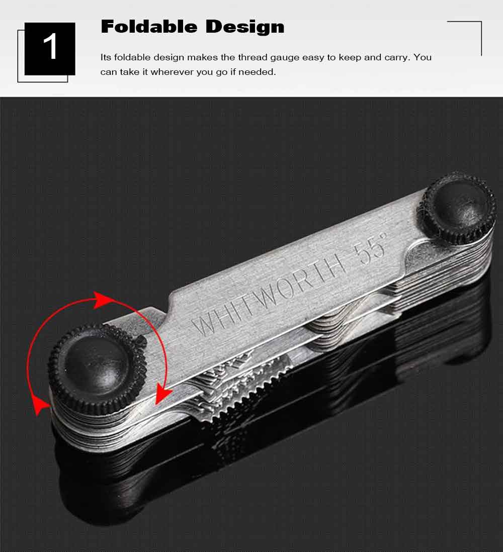 58 in 1 Screw Pitch Thread Gauge Measuring Tool - Platinum