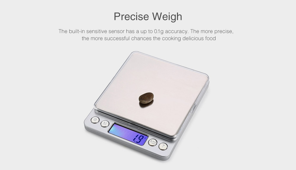 WeiHeng HF - 8008 Precision LCD Kitchen / Food Scale with Digital Screen- Platinum 3000g / 0.1g