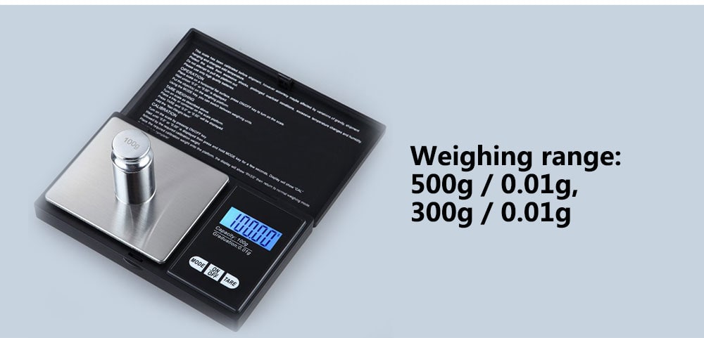 Portable Precision Electronic Scale 0.01g- Black 300g / 0.01g