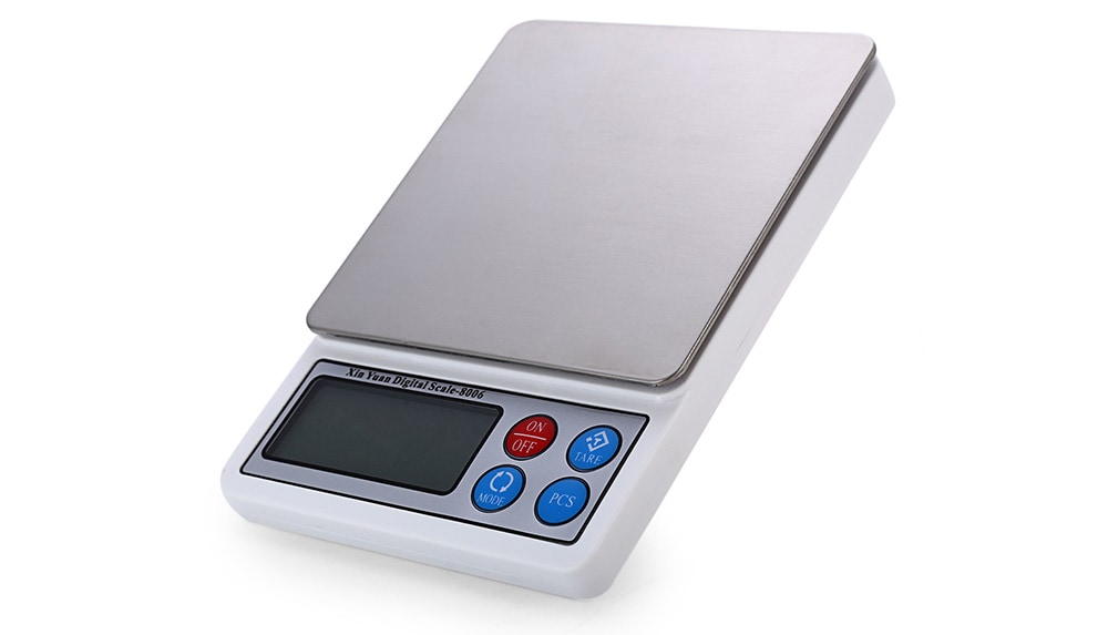 XY-8006LCD Digital Balance Weight Jewelry Kitchen Scale 600g / 0.01g- Silver 600g / 0.01g