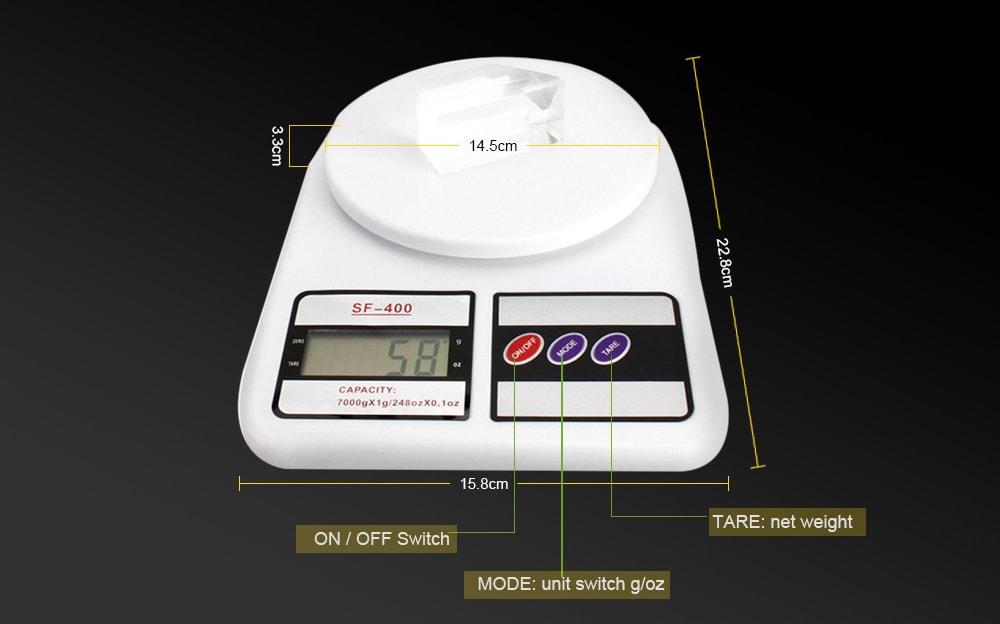 7kg / 1g Precise Kitchen Scale- White