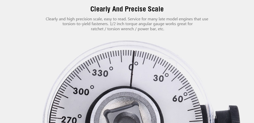 Torque Angular Gauge with Wrench Car Auto Meter Tool - Silver