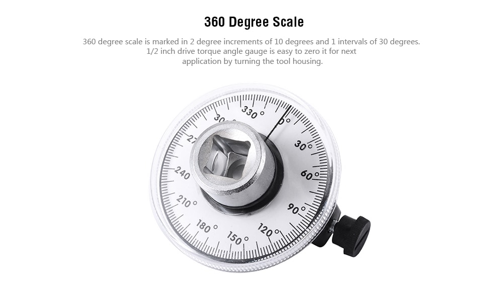 Torque Angular Gauge with Wrench Car Auto Meter Tool - Silver