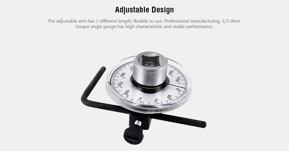 Torque Angular Gauge with Wrench Car Auto Meter Tool - Silver