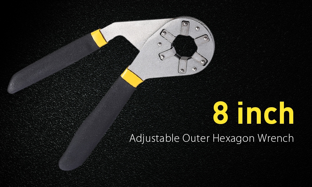 Adjustable Outer Hexagon Wrench 8 inch- Yellow and Black