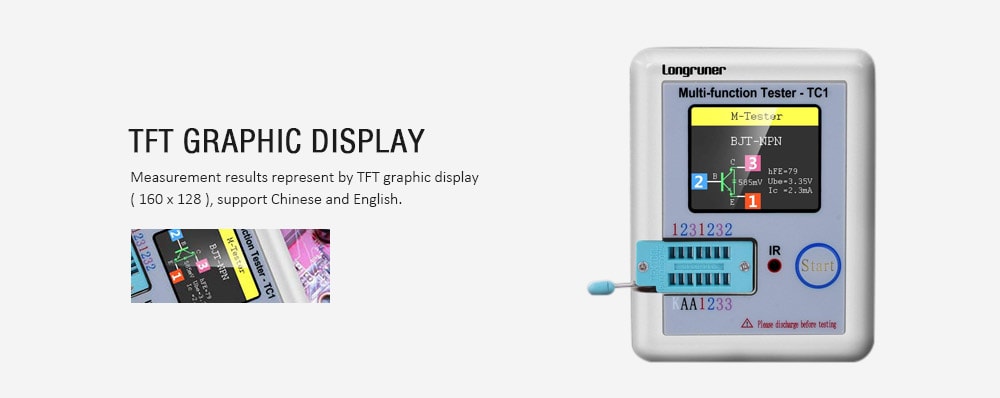 TFT Backlight Transistor Tester for Diode / Triode / Capacitor / Resistor / Transistor / LCR / ESR / NPN / PNP / MOSFET- Milk White