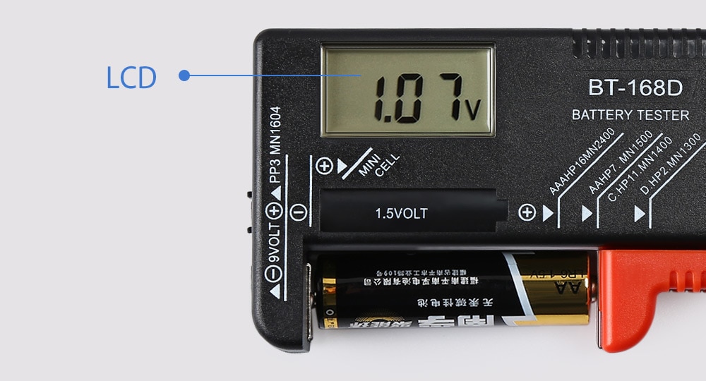 WHDZ BT - 168D Universal Battery Checker Tester- Black