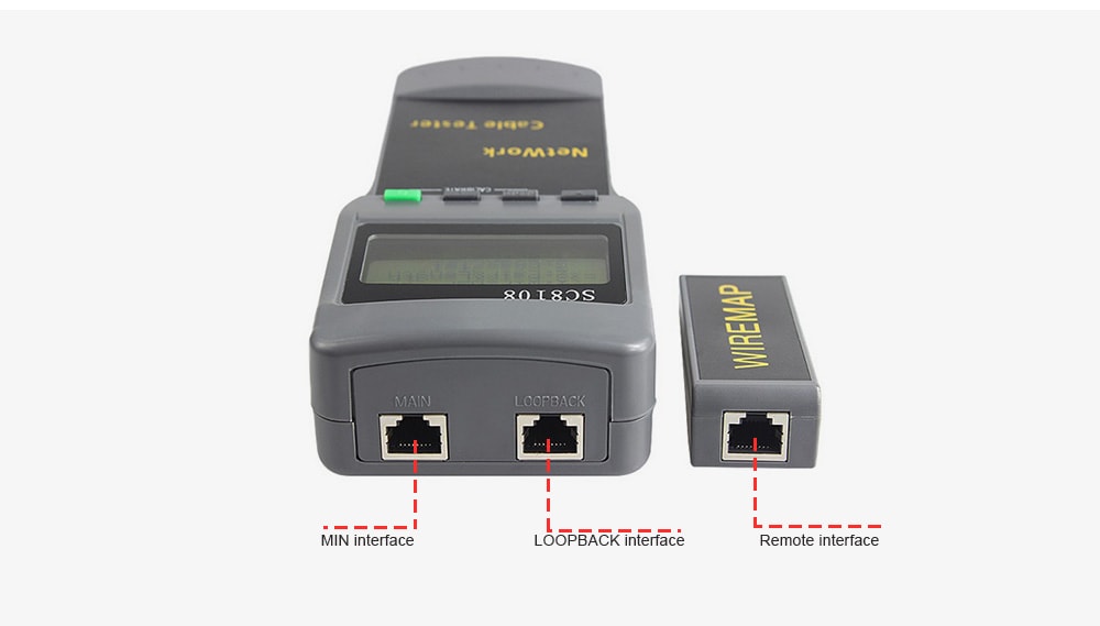 SC8108 Network Cable Tester RJ45 RJ11 Meter- Cloudy Gray