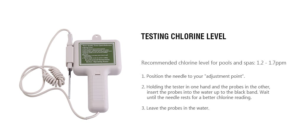 Water Quality Tester PH / Chlorine Detector for Pool / SPA- White