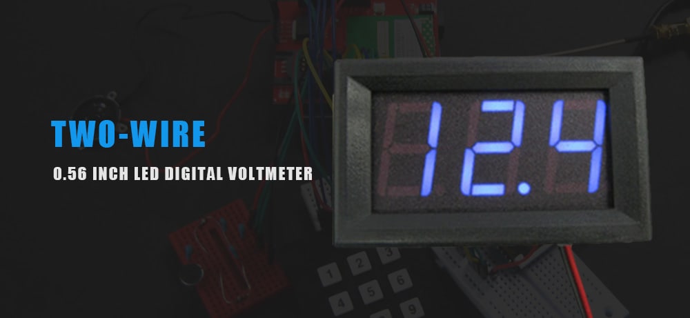 Two-wire 0.56 inch LED Digital Voltmeter DC4.5V - 30.0V Reverse Connection Protection- Red