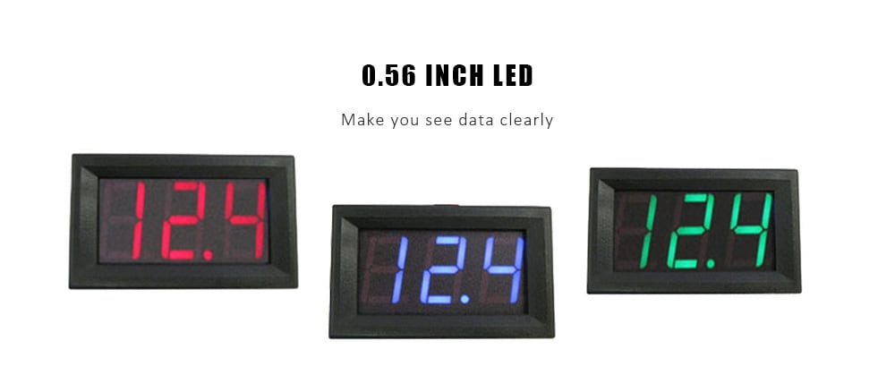 Two-wire 0.56 inch LED Digital Voltmeter DC4.5V - 30.0V Reverse Connection Protection- Red