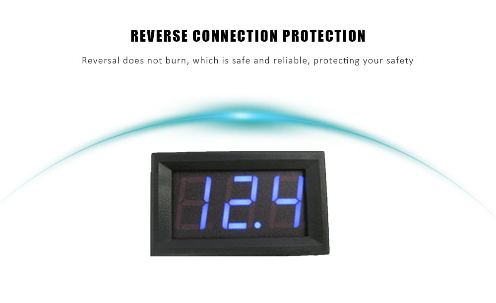 Two-wire 0.56 inch LED Digital Voltmeter DC4.5V - 30.0V Reverse Connection Protection- Red