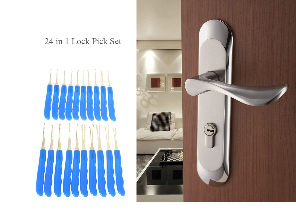 24 in 1 Manganese Steel Lock Pick Set- Blue