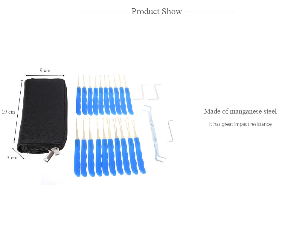 24 in 1 Manganese Steel Lock Pick Set- Blue