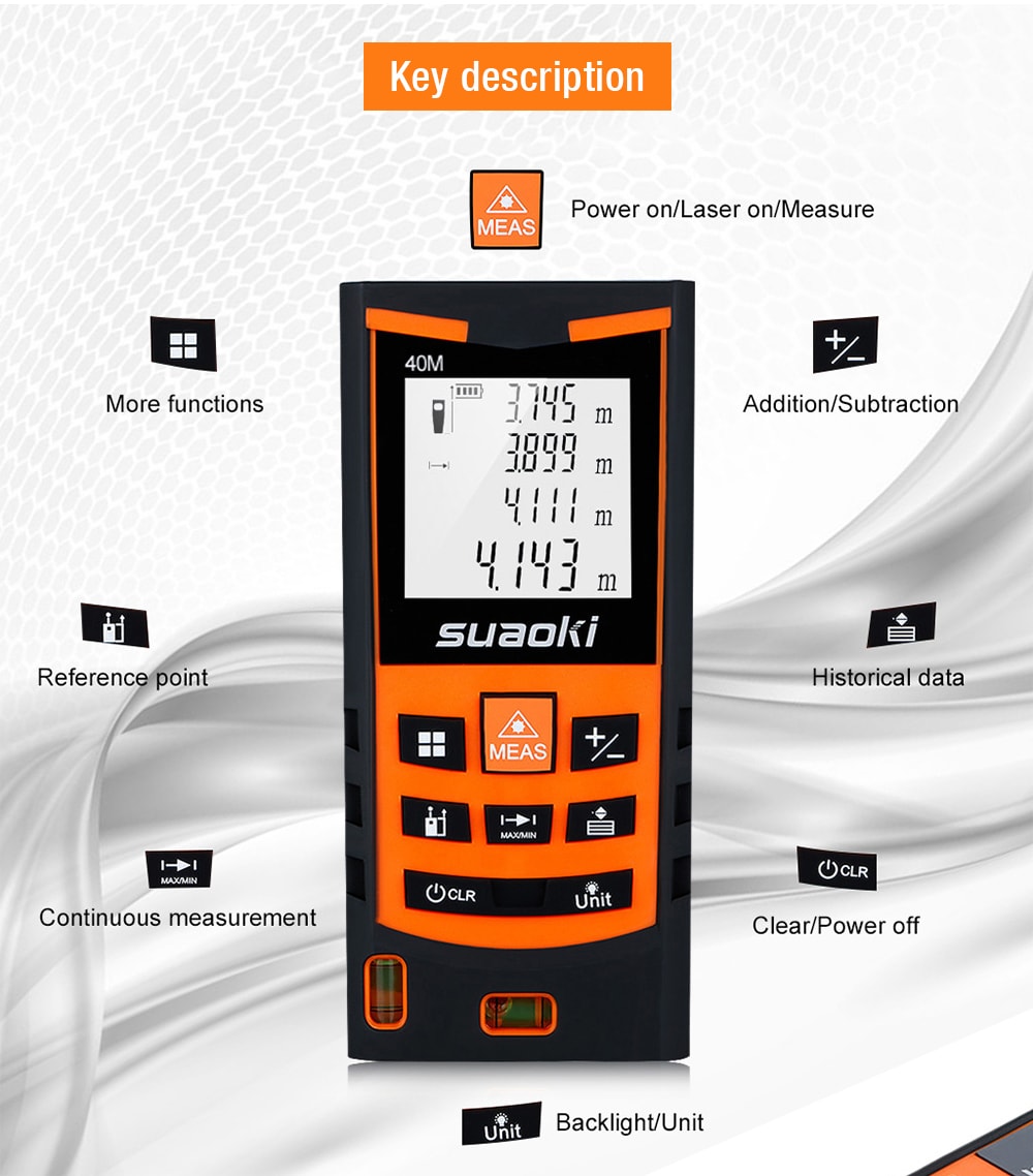 suaoki S9 laser distance meter- Orange