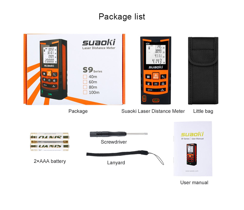 suaoki S9 laser distance meter- Orange