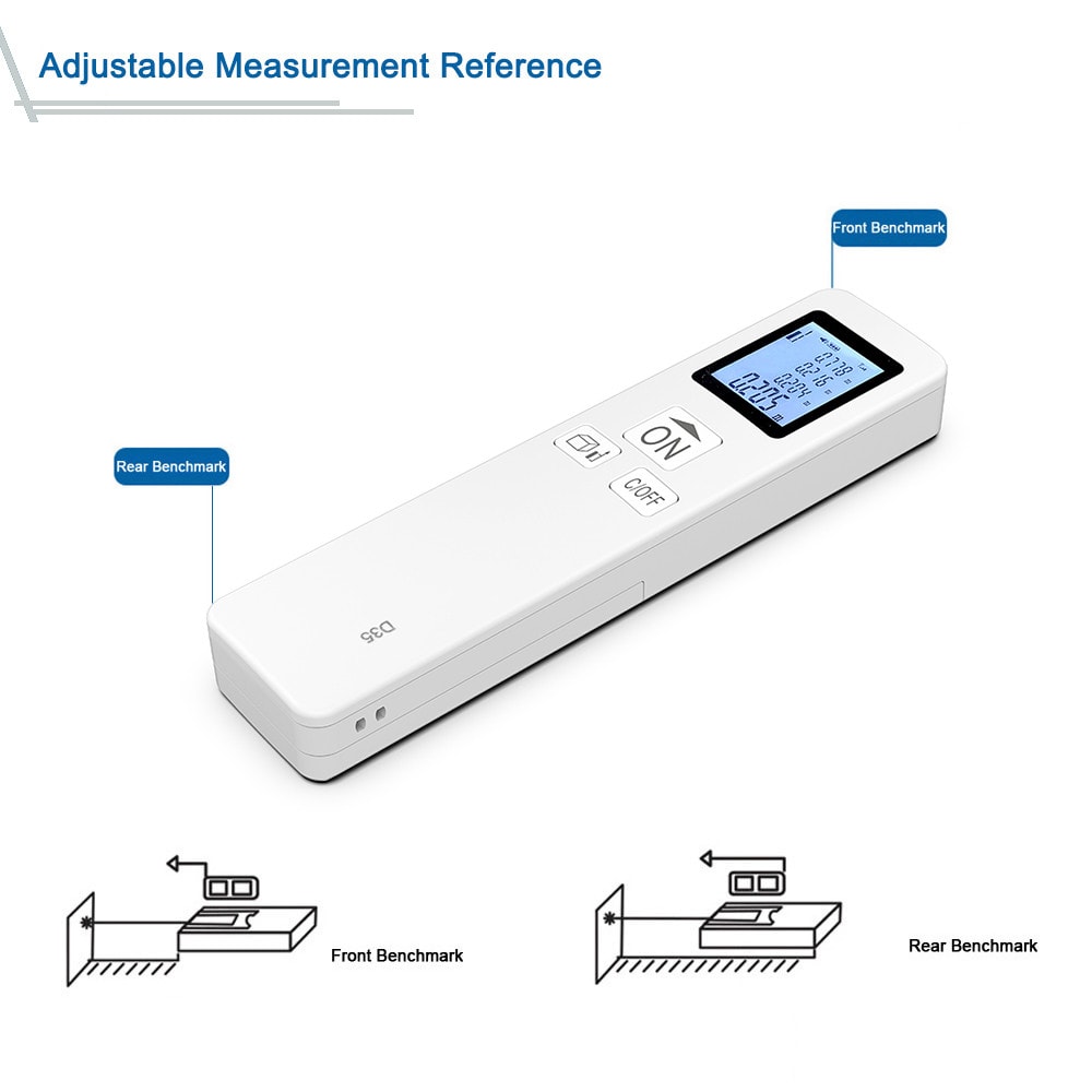 Small Handheld Laser Distance Meter Portable Rangefinder 35M- White