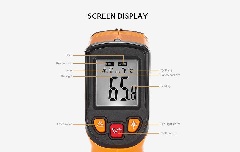 TN400 Non-contact Laser Infrared Thermometer- Deep yellow