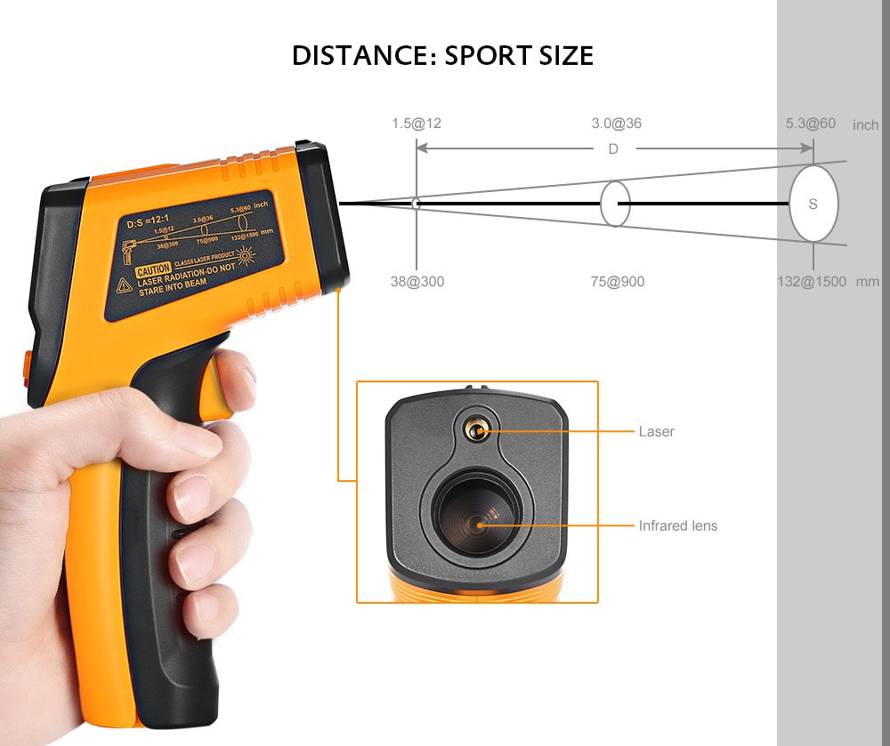 TN400 Non-contact Laser Infrared Thermometer- Deep yellow