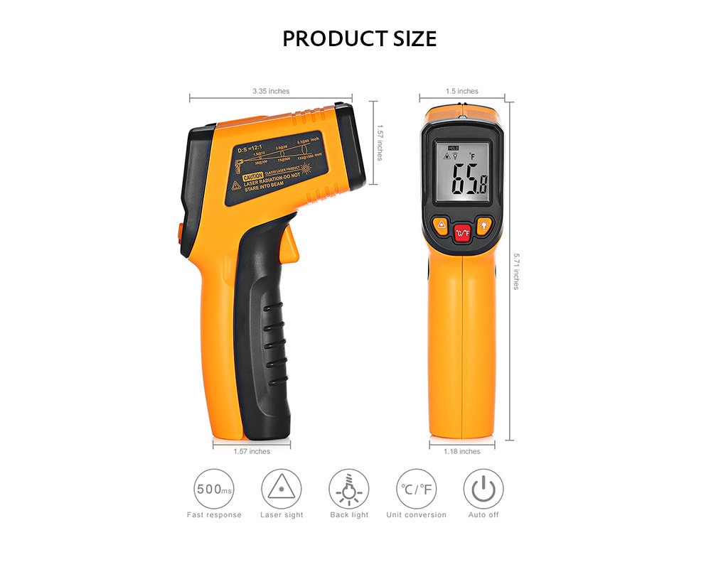 TN400 Non-contact Laser Infrared Thermometer- Deep yellow