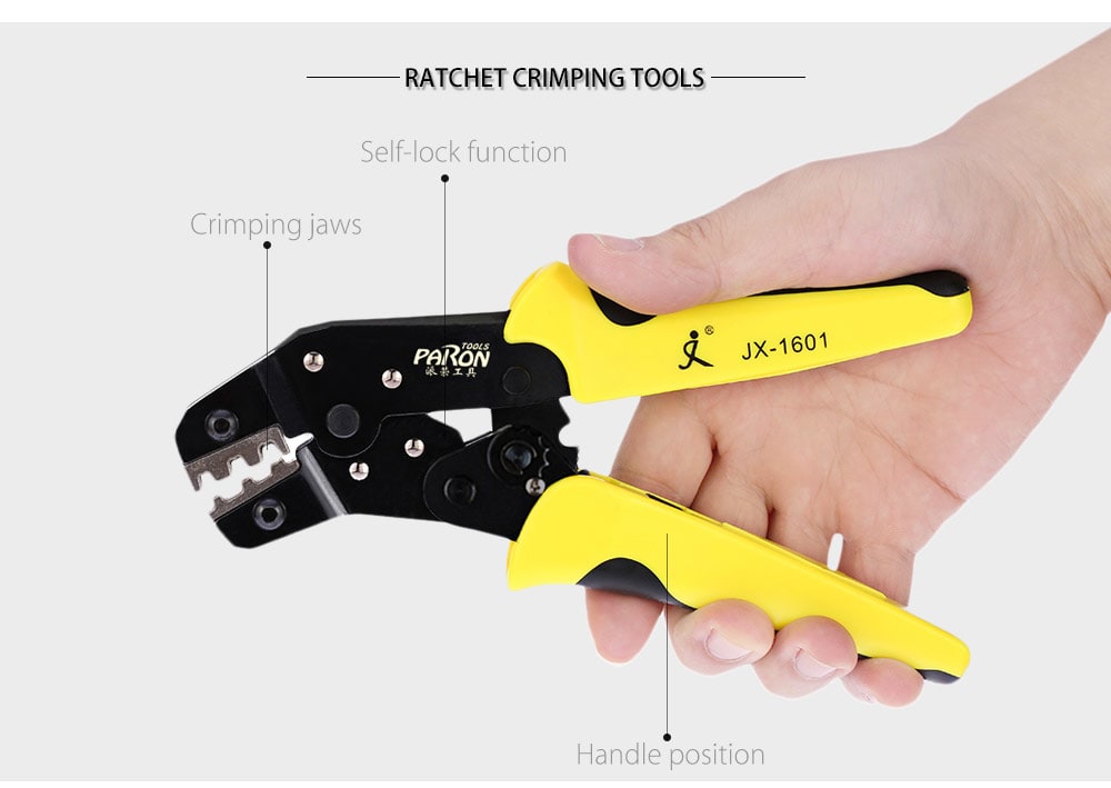 PARON JX - D4301 Multifunctional Ratchet Crimping Tool Wire Strippers Terminals Pliers Kit- Yellow and Black