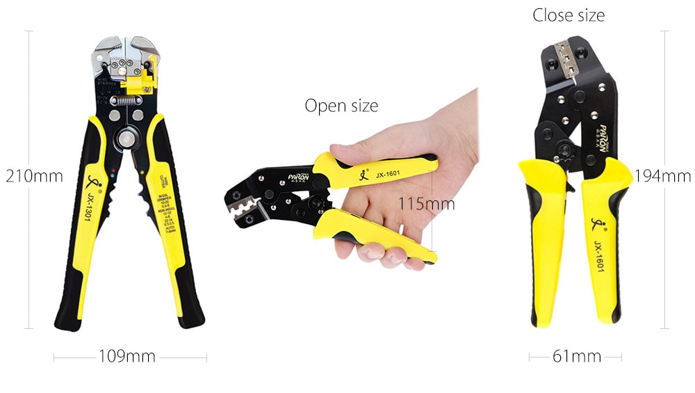 PARON JX - D4301 Multifunctional Ratchet Crimping Tool Wire Strippers Terminals Pliers Kit- Yellow and Black