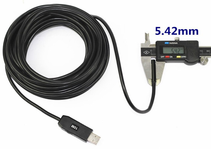 TS - E5510 10m USB 2.0 Endoscope IP67 Waterproof 480P 1.3MP 3 - 8 Focal Length with 6 LED Lamp for Windows PC- Black 10M