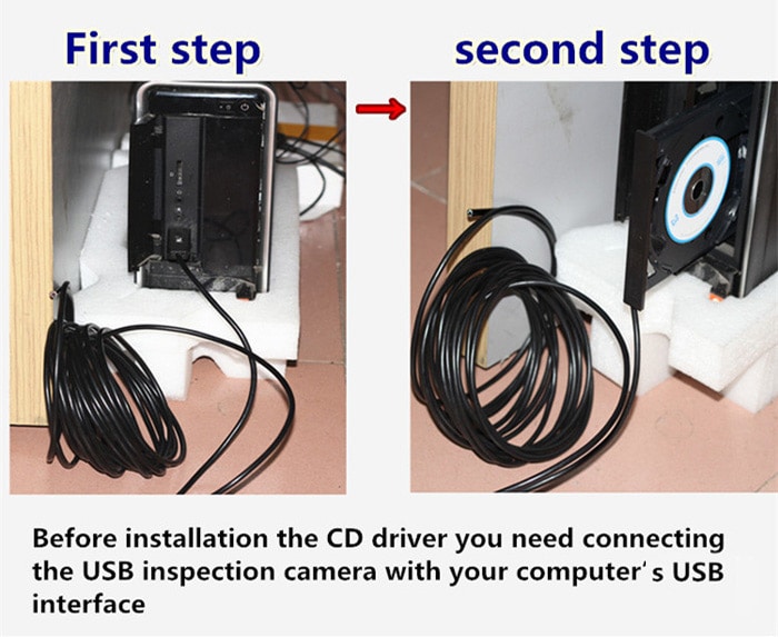 TS - E5510 10m USB 2.0 Endoscope IP67 Waterproof 480P 1.3MP 3 - 8 Focal Length with 6 LED Lamp for Windows PC- Black 10M