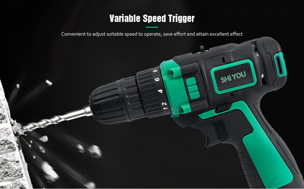 Shiyou 12V Two-way LED Cordless Electric Drill - Light Sea Green