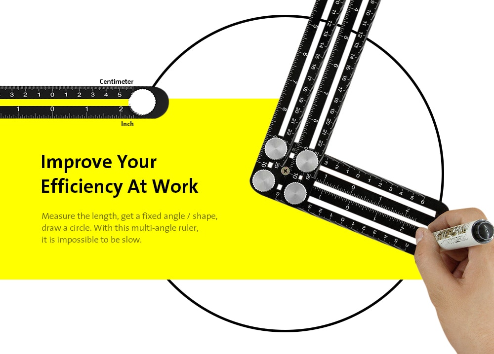 gocomma Universal Scaleplate Multi Angle Measuring Tool - Black