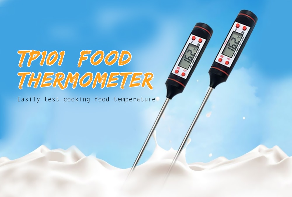 TP101 Digital Cooking Food Thermometer with LCD Screen- Black