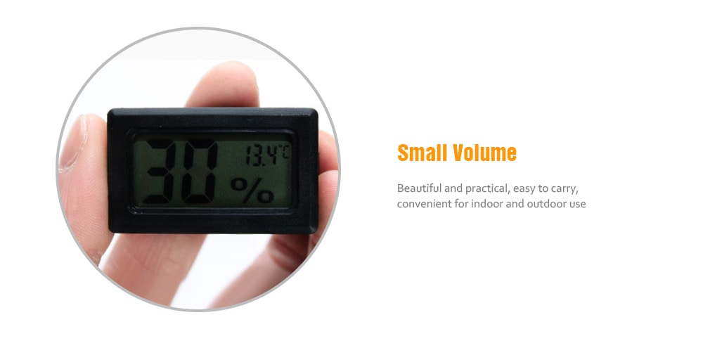 Outdoor Pet Reptile Wireless Thermometer Temperature Humidity Meter- Black