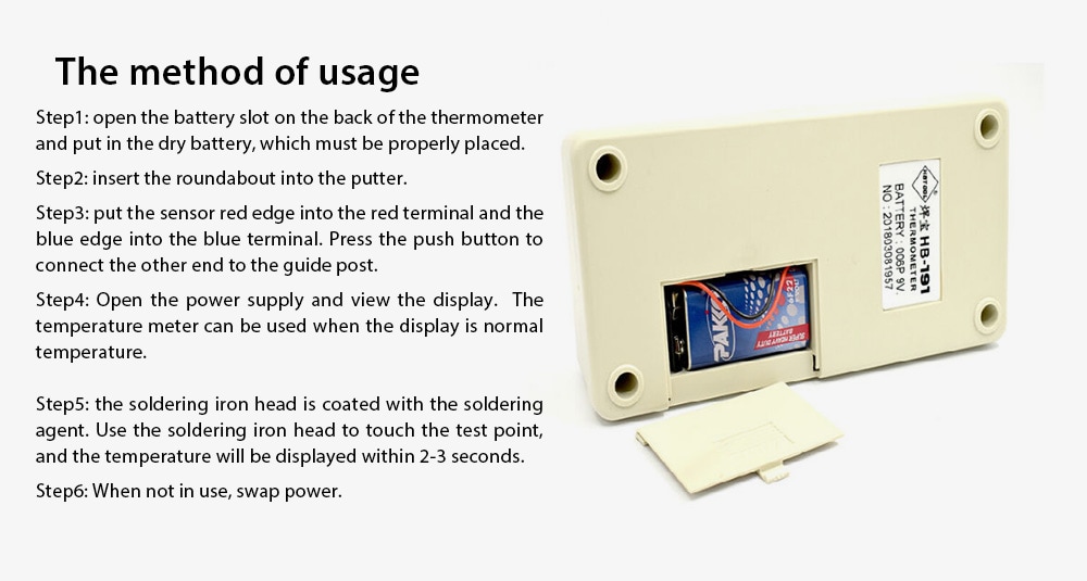 Soldering Iron Tip Thermometer Sensor Digital Tester Temperature Test- Warm White