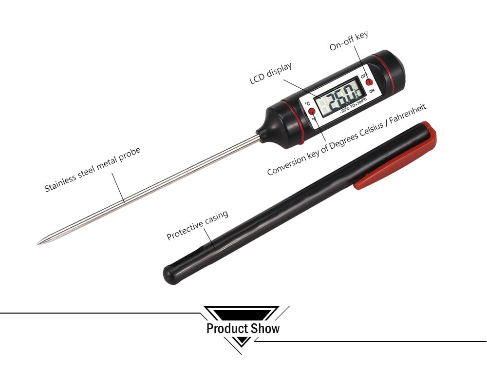 Probe Type Baking Electronic Thermometer- Black