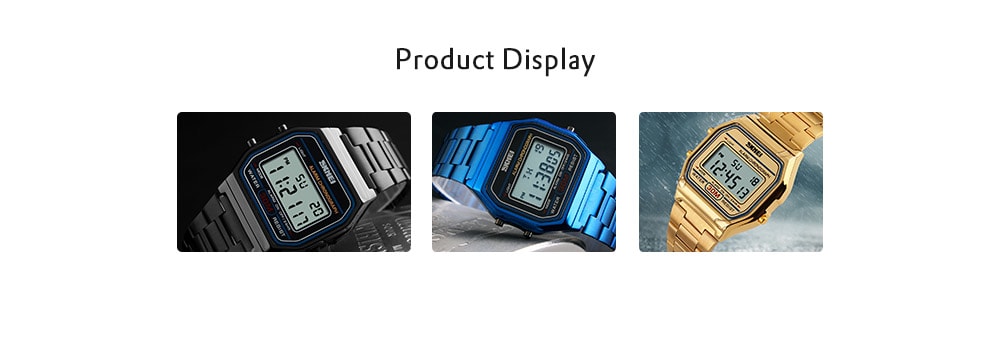 SKMEI Men Fashion Casual Watch LED Digital Watches- Gold