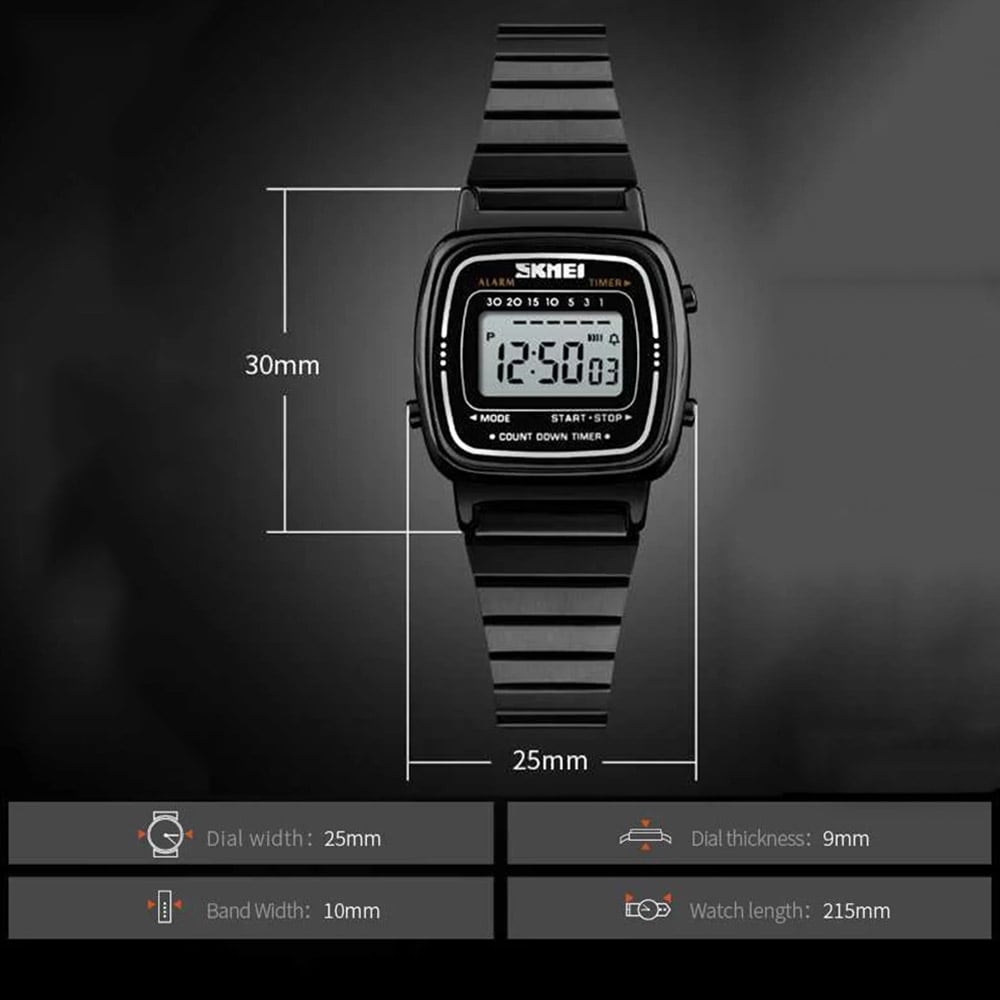 SKMEI Men Fashion Casual Watch LED Digital Watches- Silver